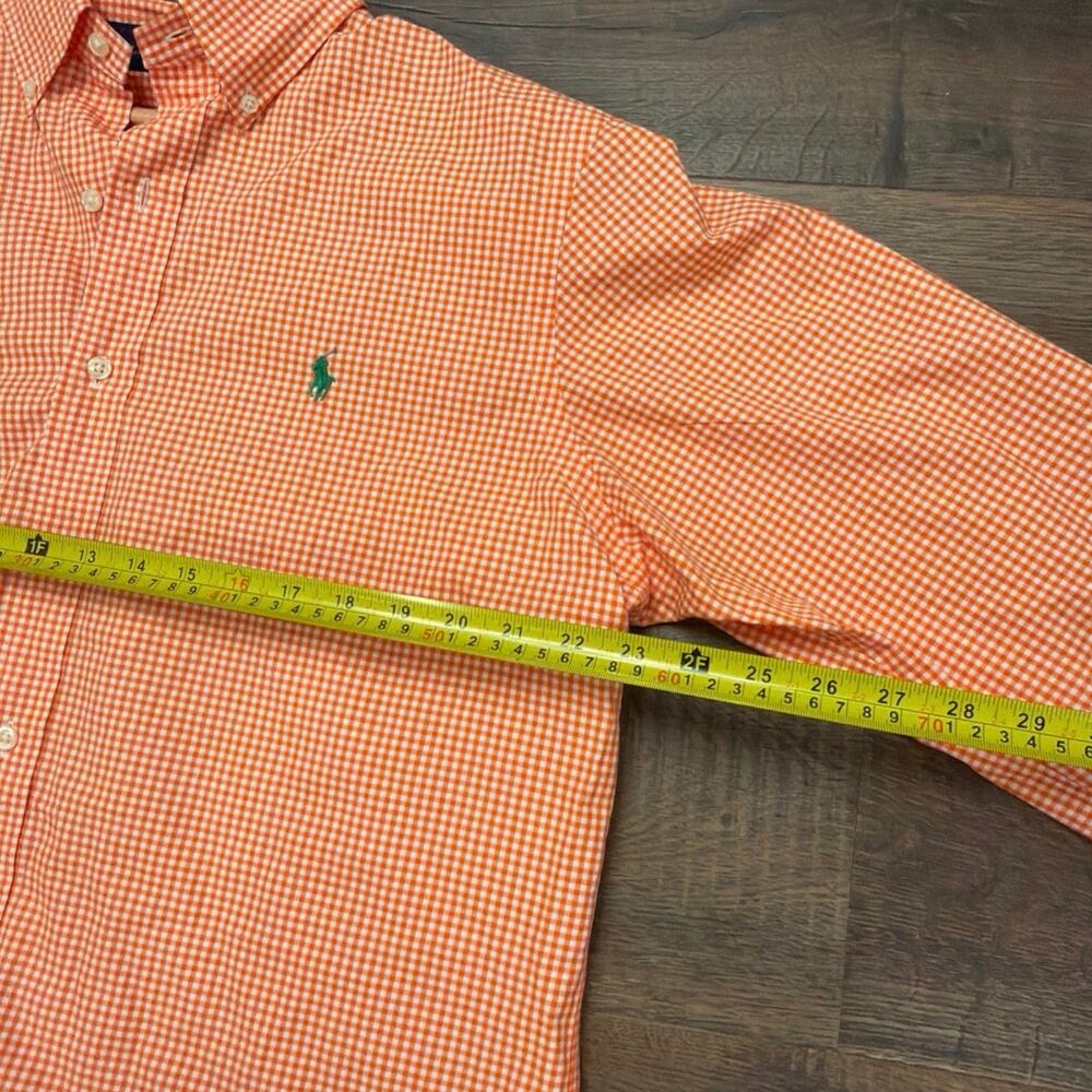 Polo Ralph Lauren Men’s L Orange Gingham Check Button Down Shirt Green Pony - Picture 4 of 5
